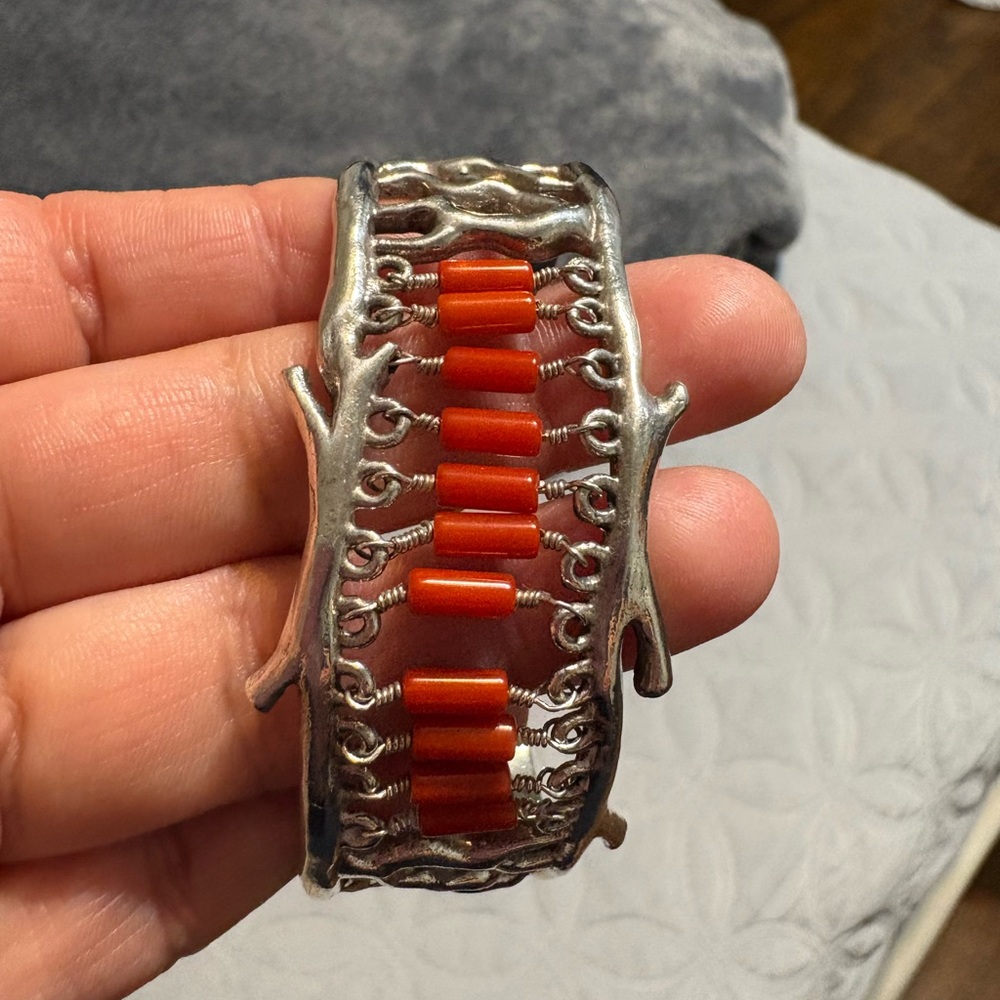 Studio Barse Silver And Red Statement Bracelet - image 5